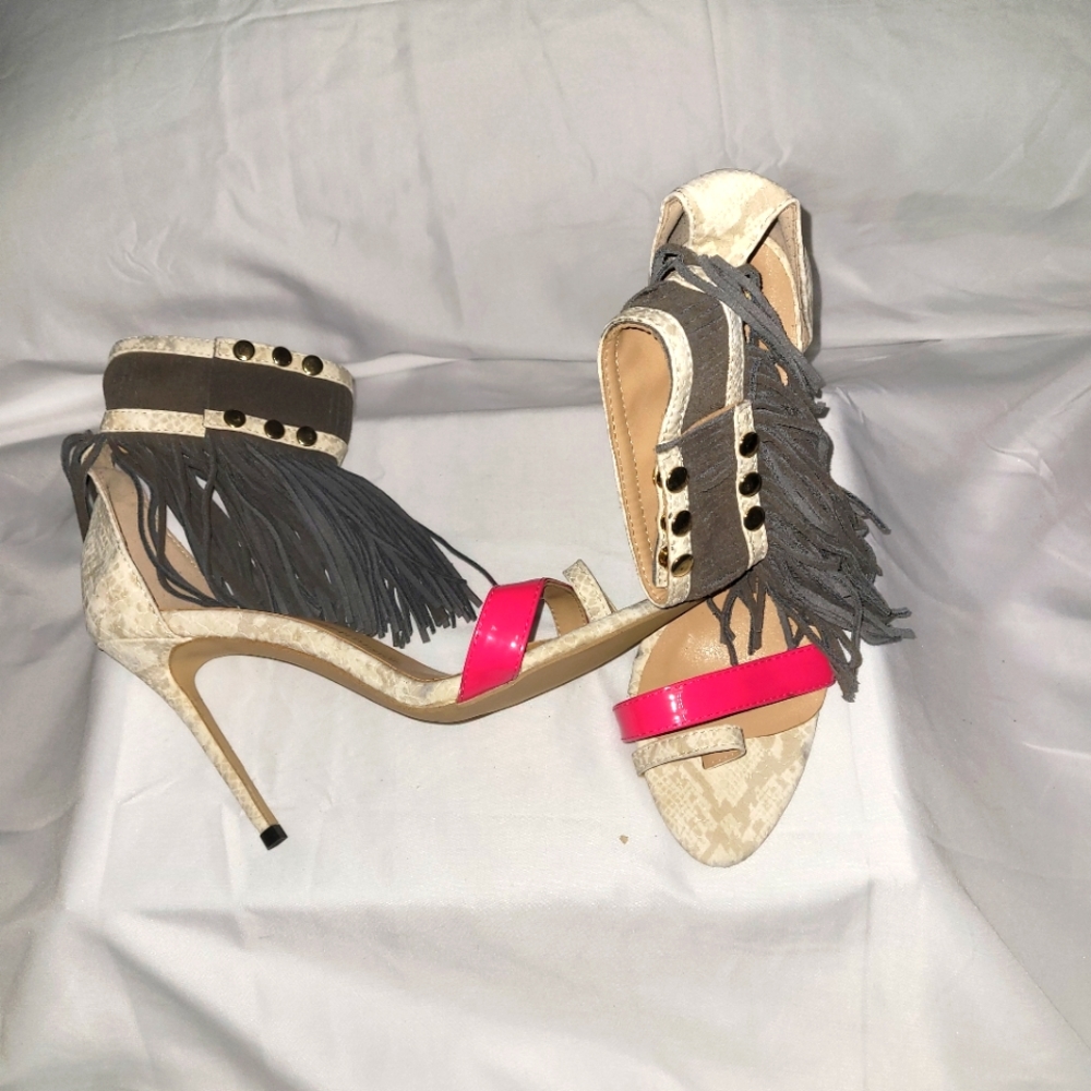 Pink &  cream heels open toes
